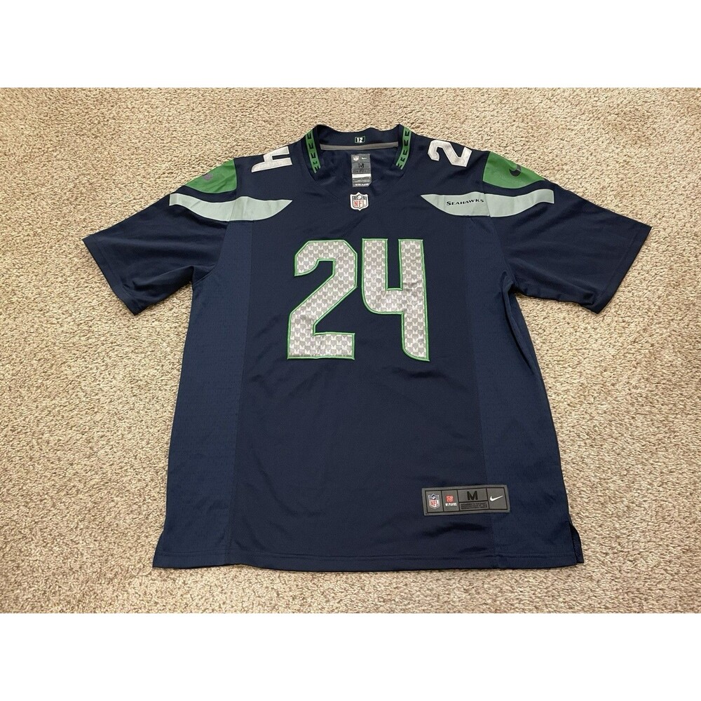 Nike Marshawn Lynch Jersey Men’s M Navy Seattle Seahawks On Field #24 Stitched